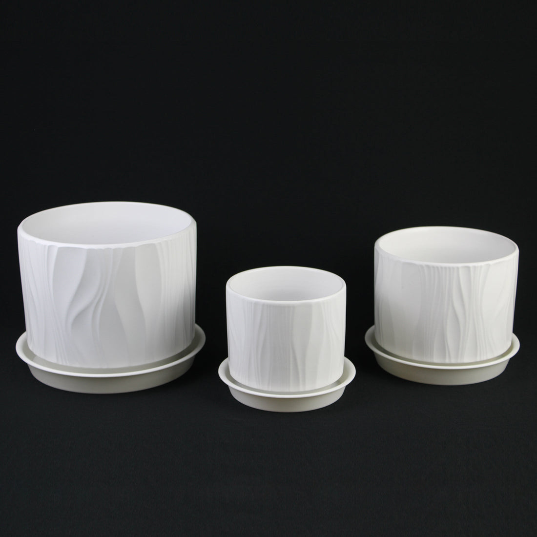 3-Piece White Stoneware Planter Pot Set