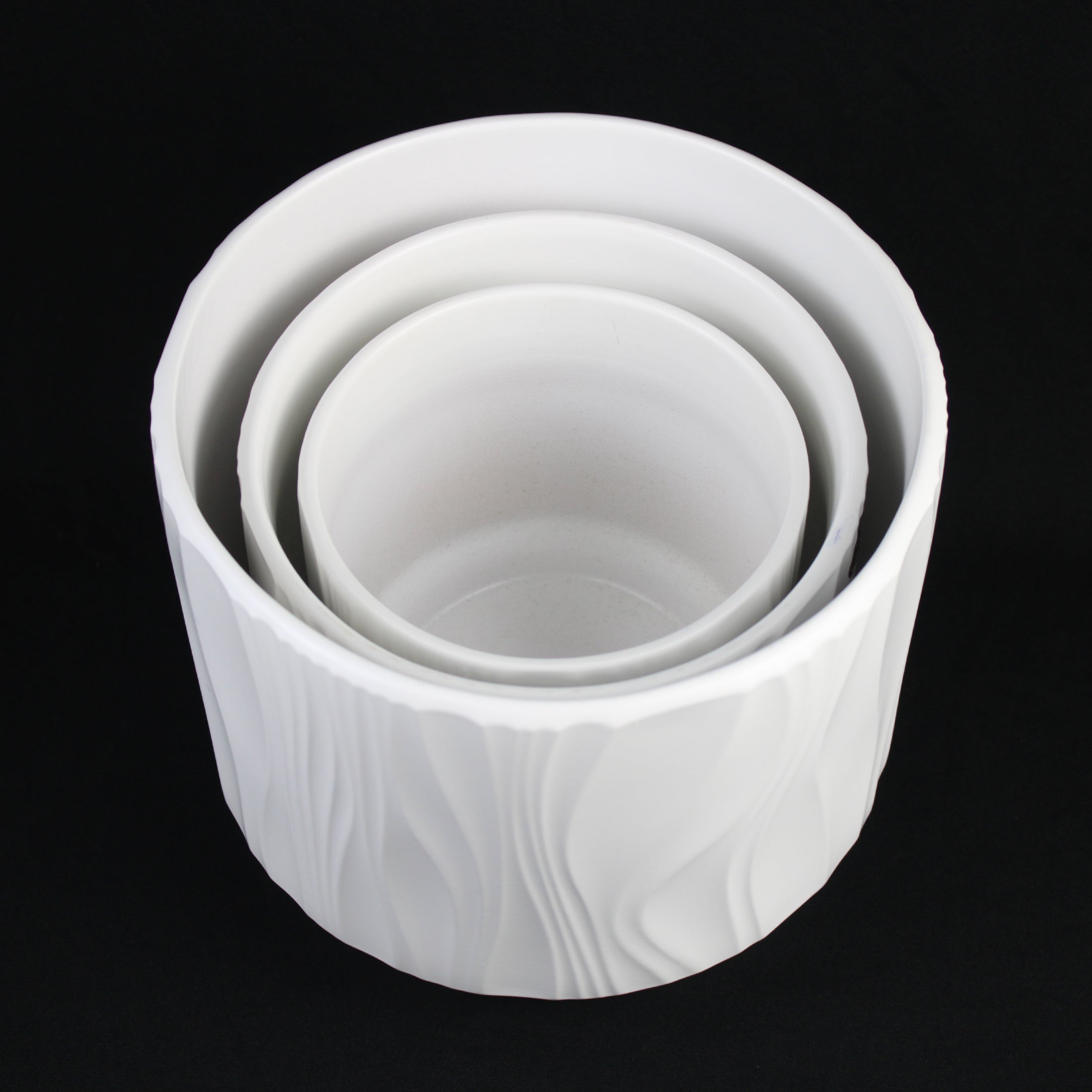 3-Piece White Stoneware Planter Pot Set