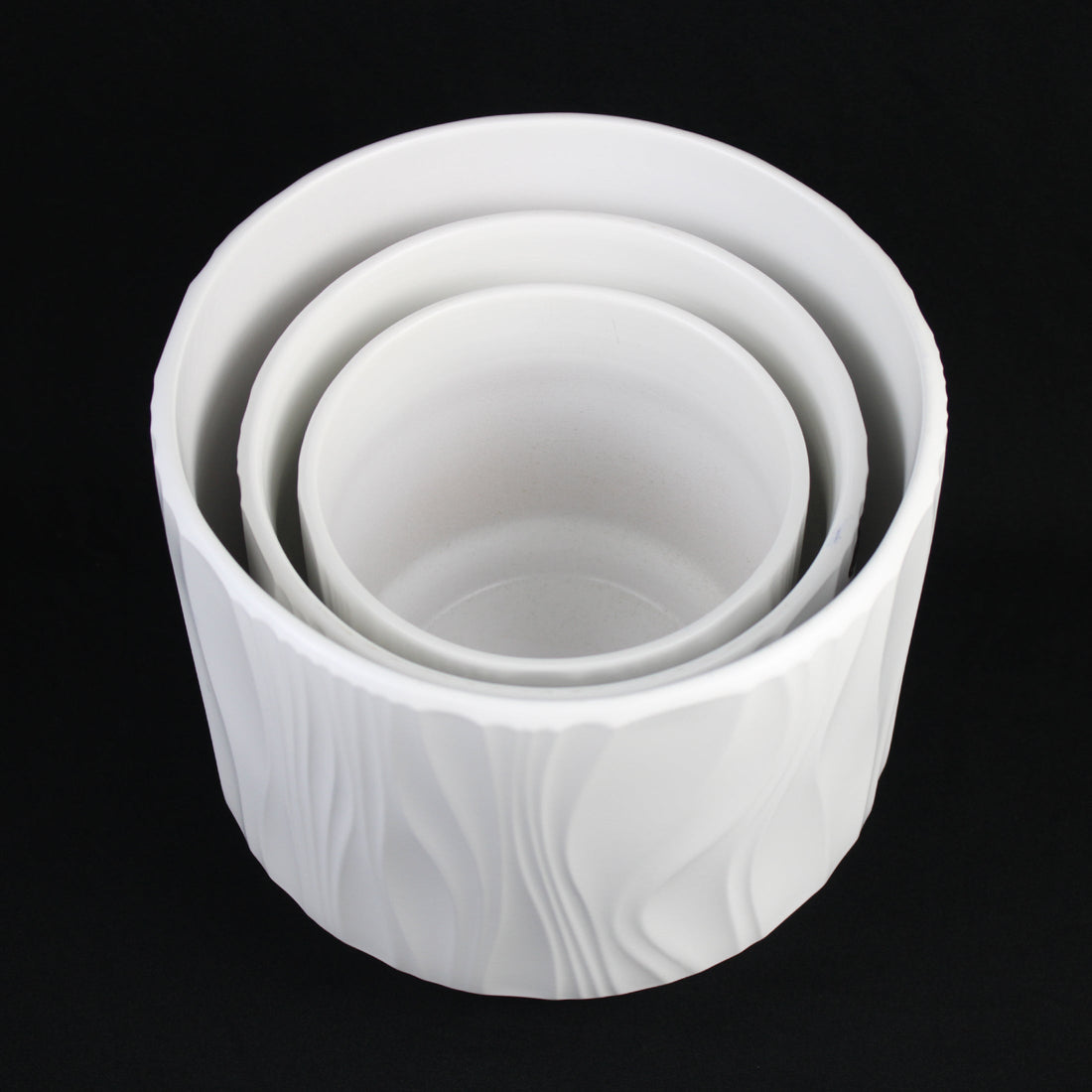 3-Piece White Stoneware Planter Pot Set