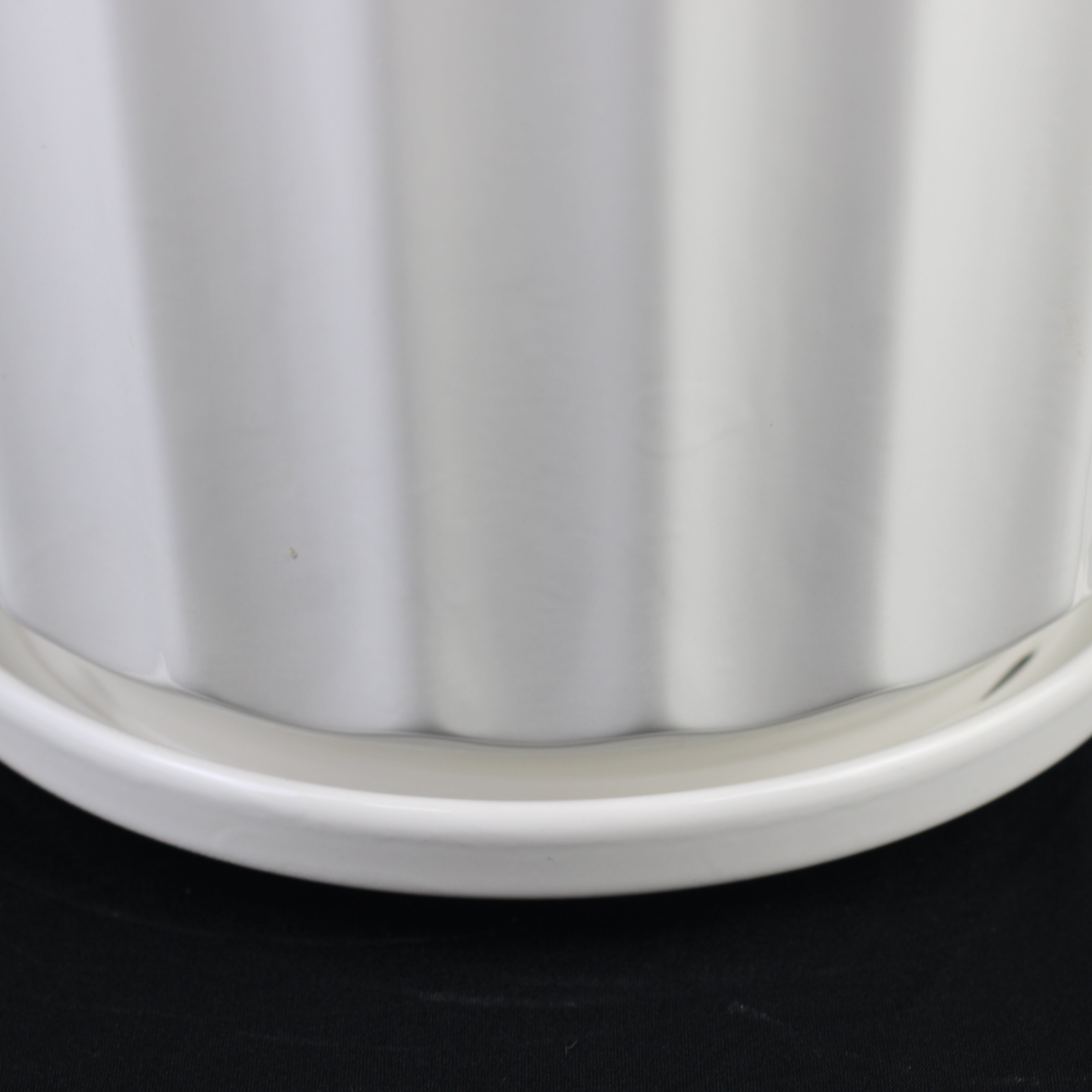 3-Piece White Ceramic Planter Pot Set with Fluted Design & Saucers