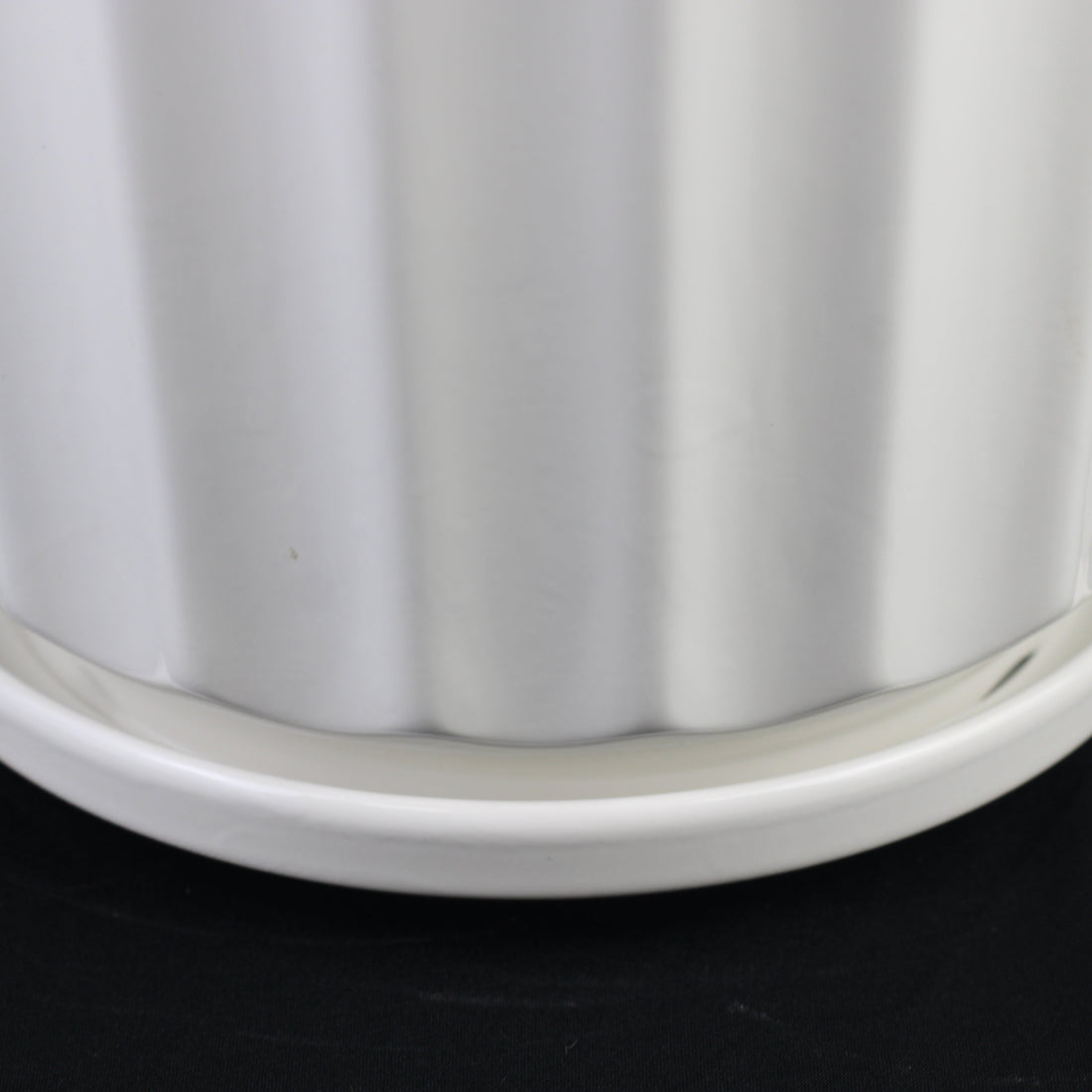 3-Piece White Ceramic Planter Pot Set with Fluted Design & Saucers