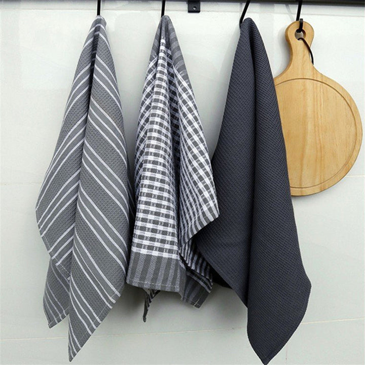 3pcs Kitchen Towels Classic 100% Natural Cotton Tea Towels Dish Cloth Absorbent Lint-Free