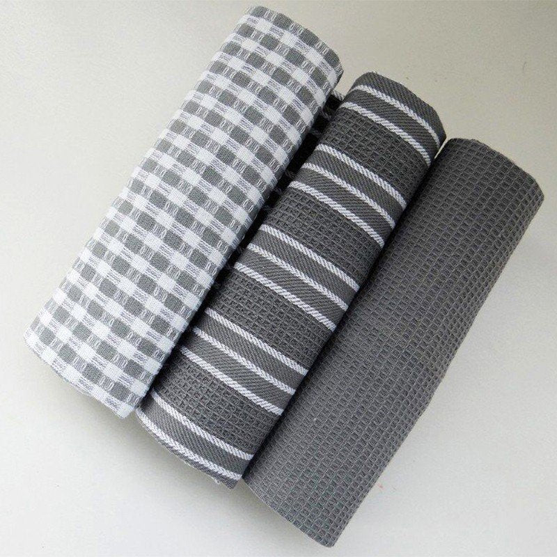 3pcs Kitchen Towels Classic 100% Natural Cotton Tea Towels Dish Cloth Absorbent Lint-Free