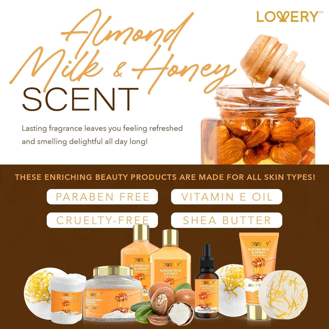 Gift Basket for Women- 10 Piece Milk & Honey Beauty Care Set
