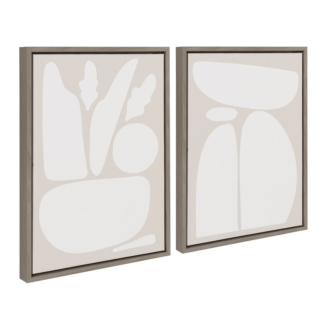 Sylvie Zen Botanical Rock Neutral Framed Canvas Set