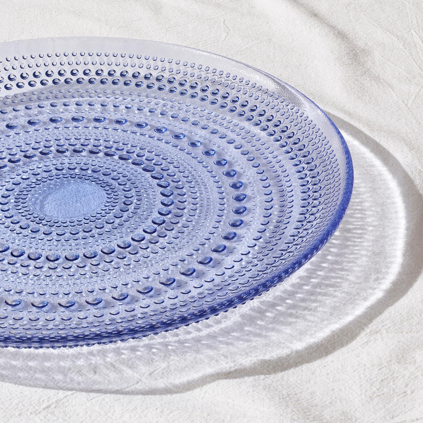 Glass Hobnail Dinner or Charger Plates | Set of 4 | Blue