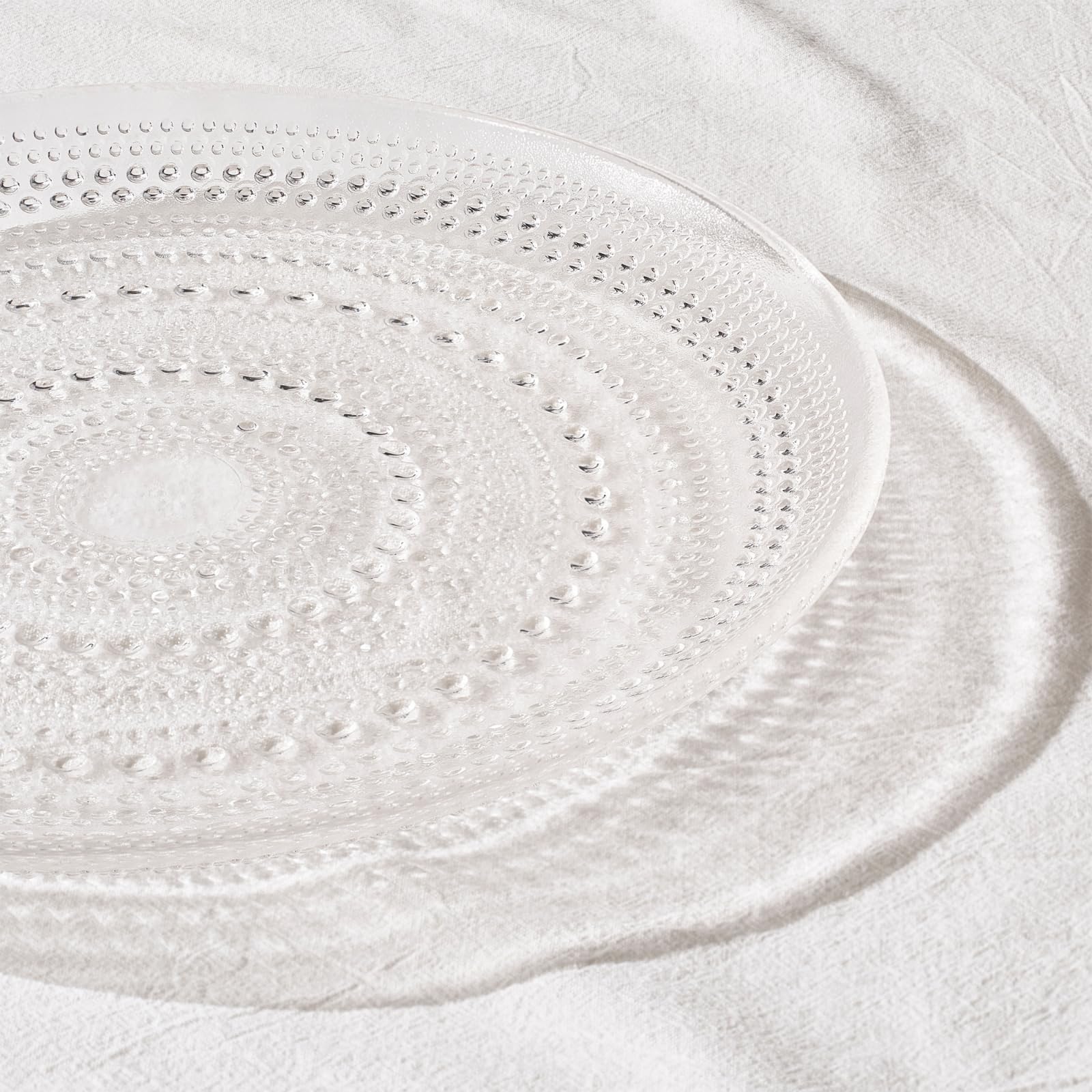 Glass Hobnail Dinner or Charger Plates | Set of 4 | Clear