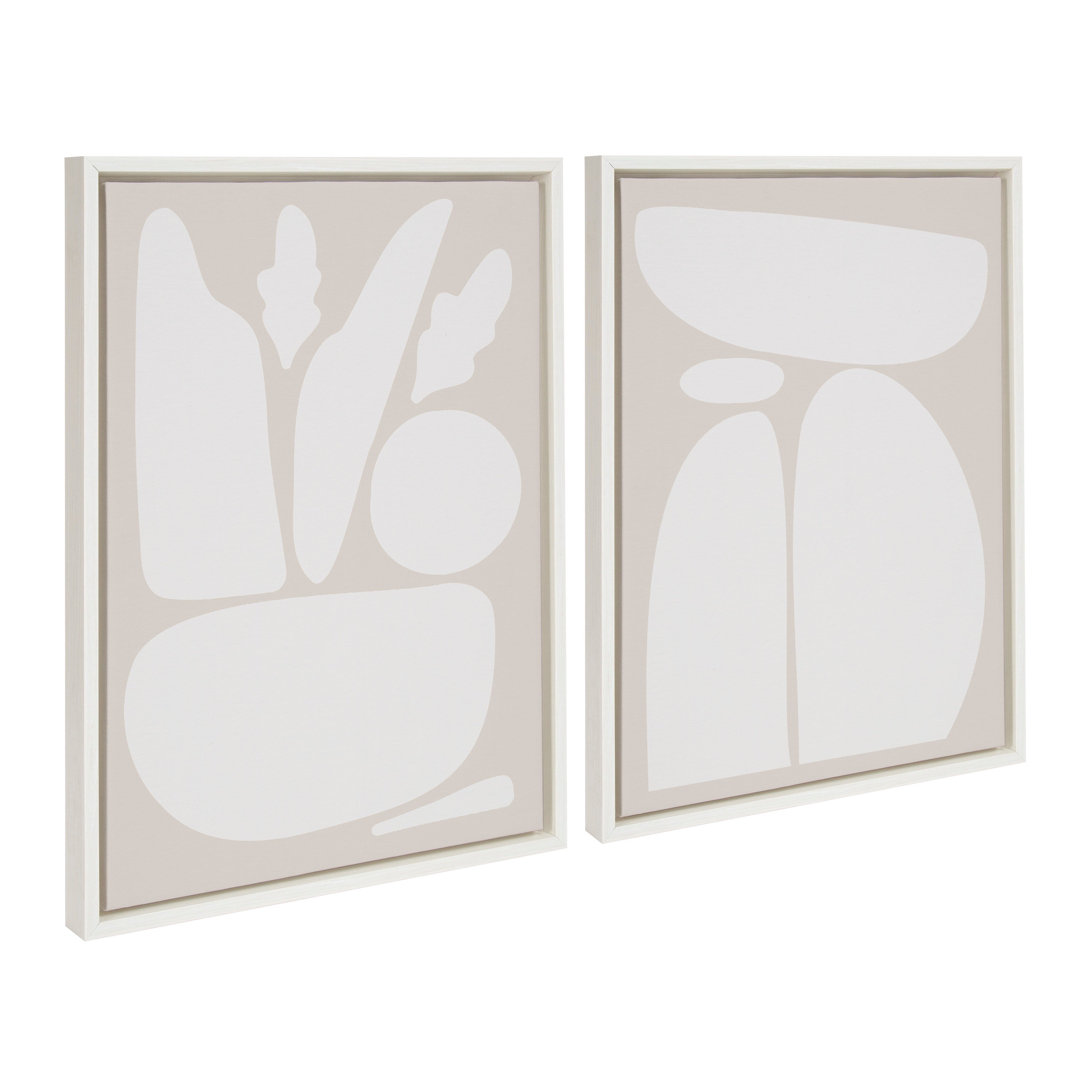 Sylvie Zen Botanical Rock Neutral Framed Canvas Set