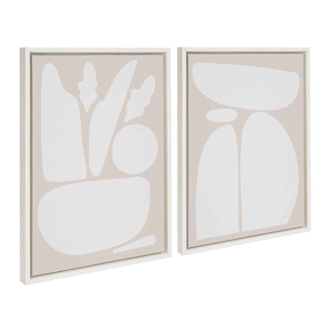 Sylvie Zen Botanical Rock Neutral Framed Canvas Set