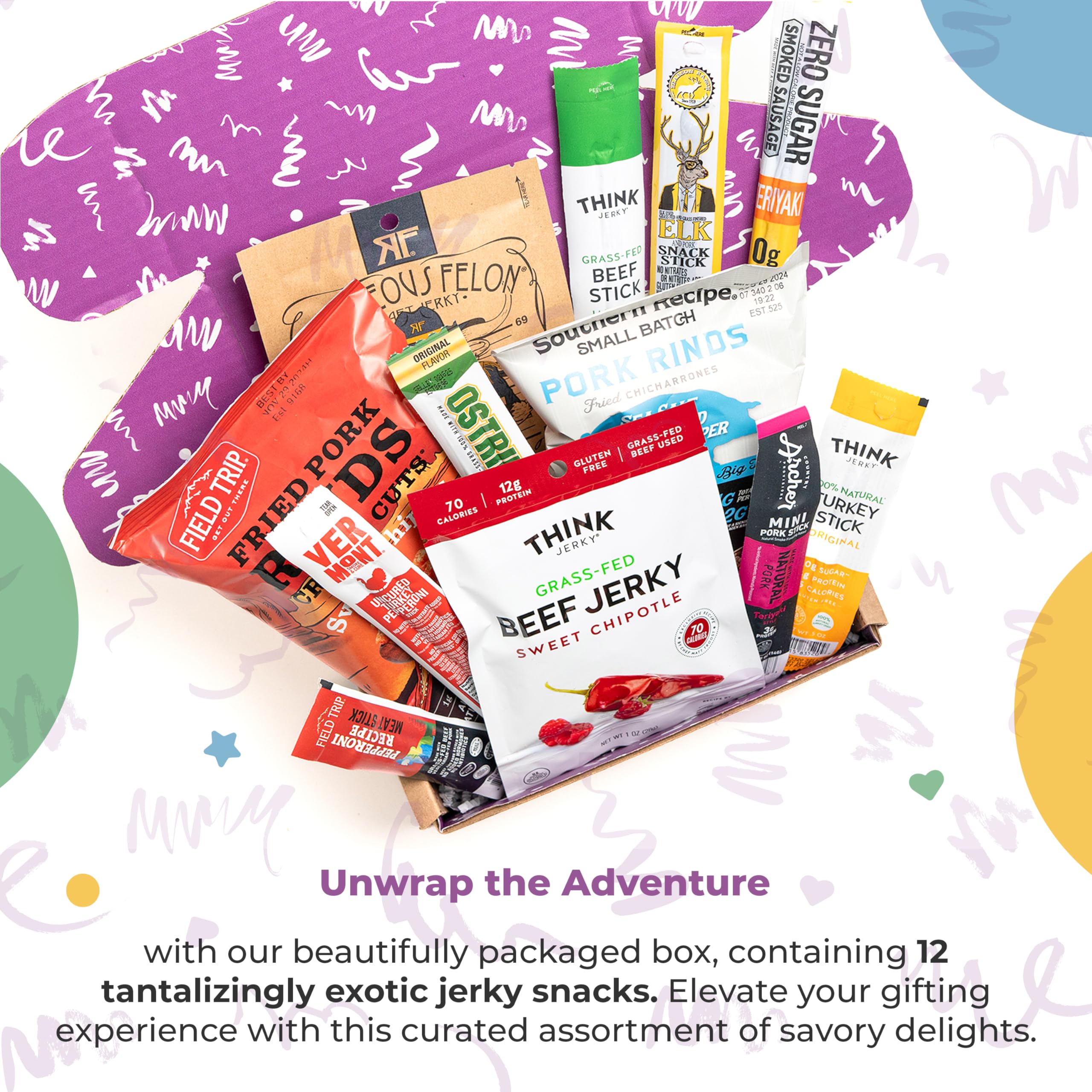 Premium Beef Jerky Gift Basket - Exotic Variety Pack for Men