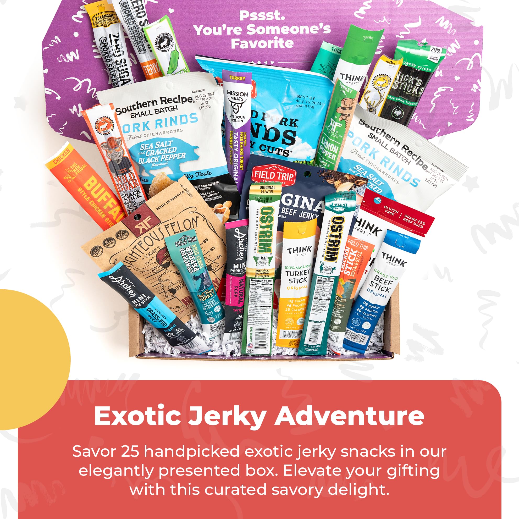 Premium Beef Jerky Gift Basket - Exotic Variety Pack for Men