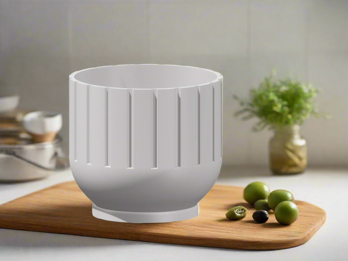 Modern Indoor Planter with Drainage – 3D Printed Fluted Plant Pot