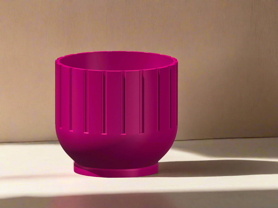 Modern Indoor Planter with Drainage – 3D Printed Fluted Plant Pot