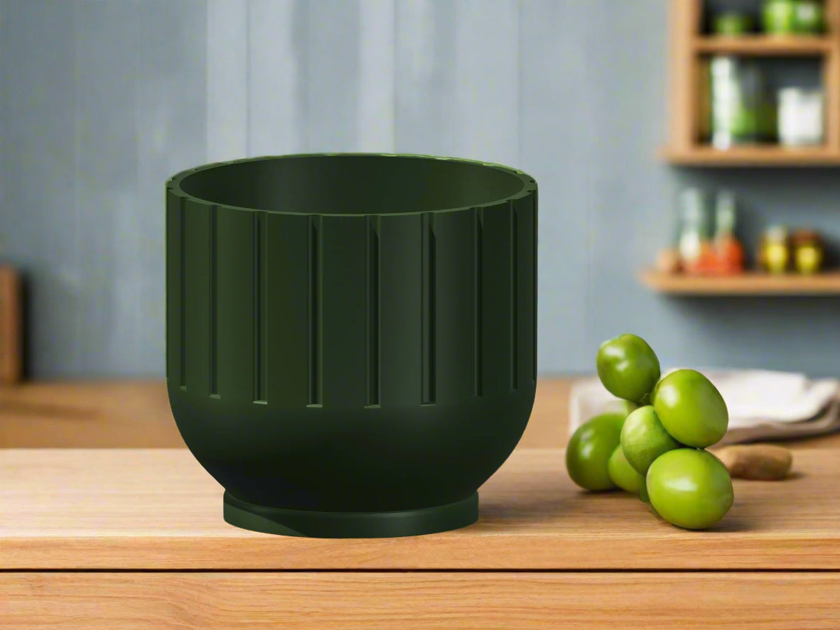 Modern Indoor Planter with Drainage – 3D Printed Fluted Plant Pot