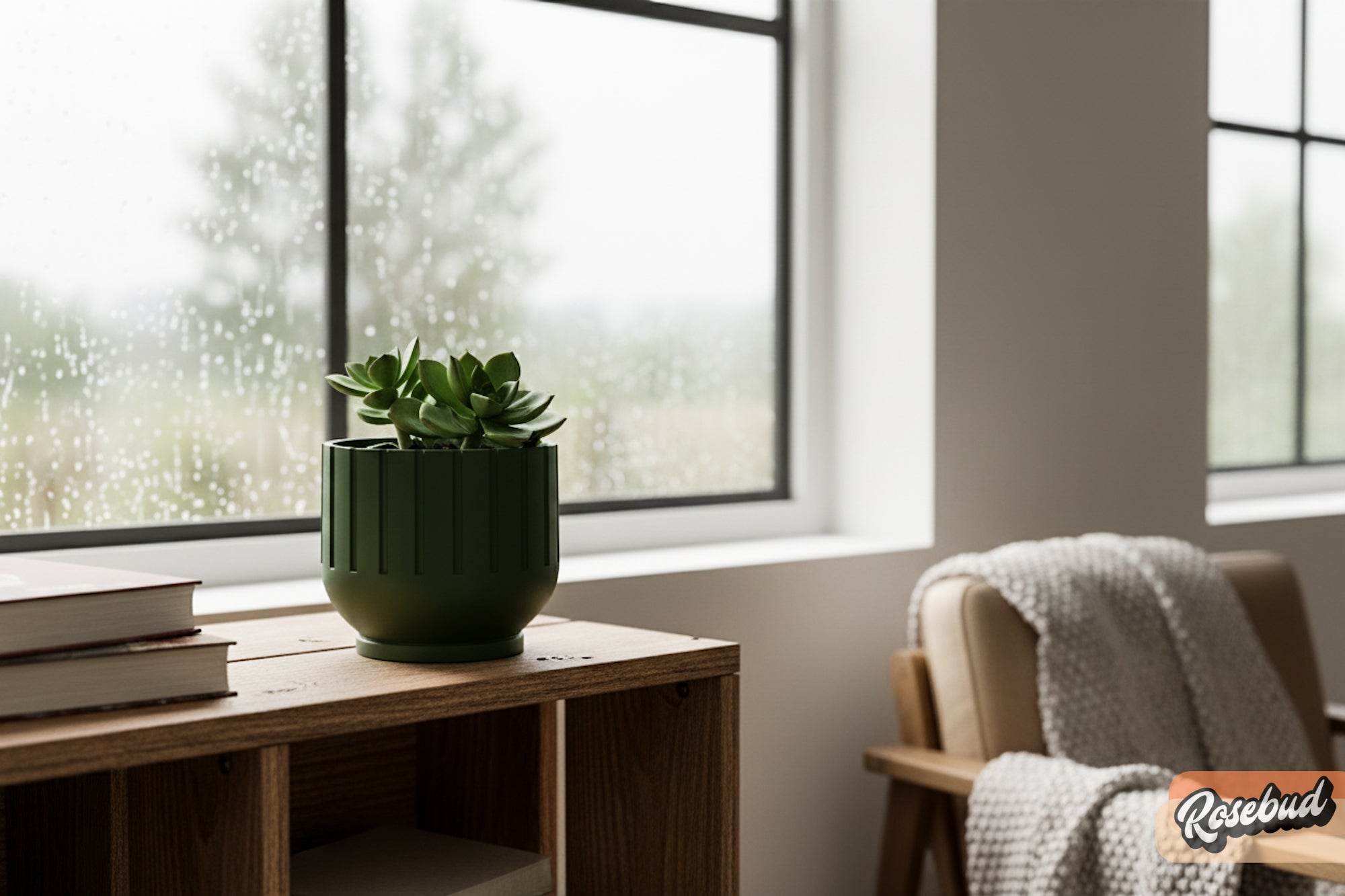 Modern Indoor Planter with Drainage – 3D Printed Fluted Plant Pot