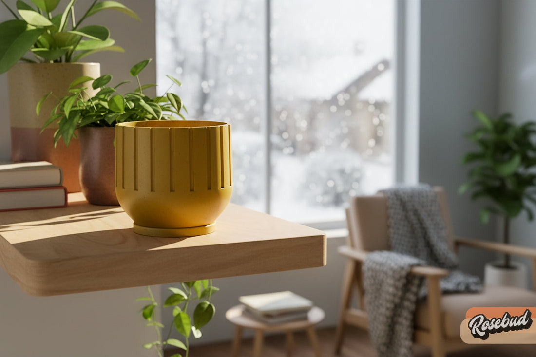 Modern Indoor Planter with Drainage – 3D Printed Fluted Plant Pot