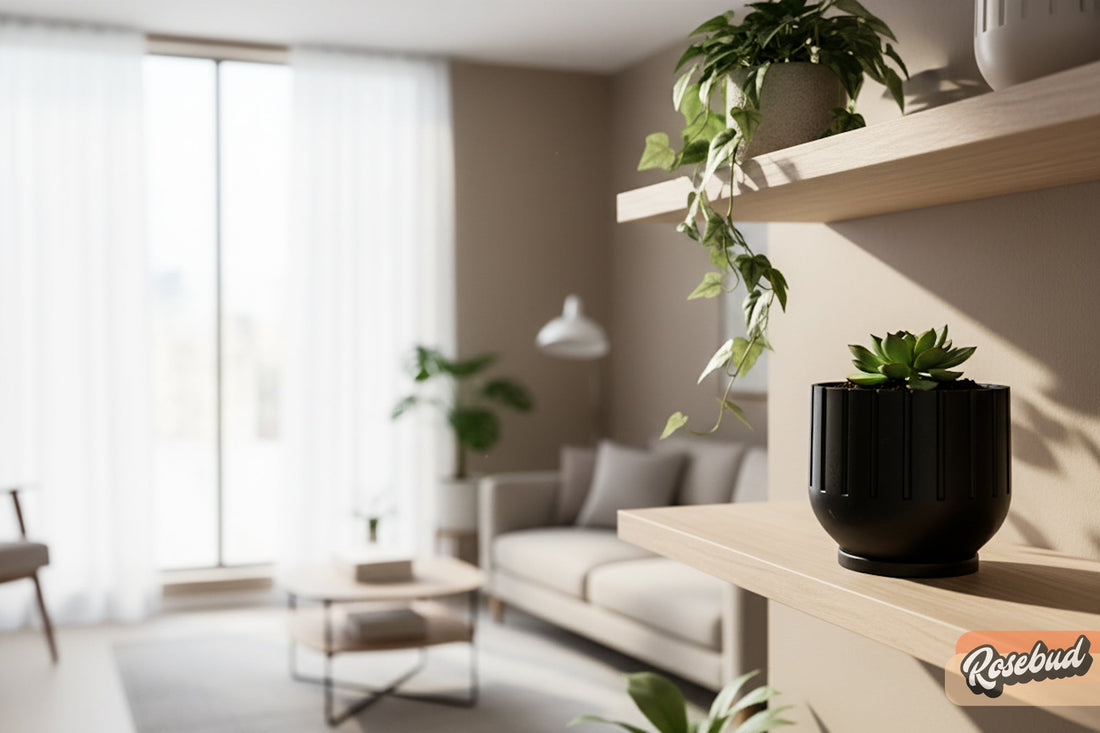 Modern Indoor Planter with Drainage – 3D Printed Fluted Plant Pot