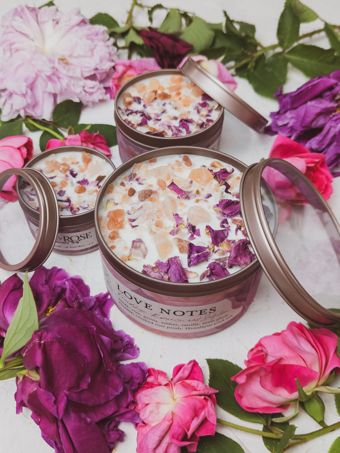LOVE NOTES Rose + Pink Salt Candle