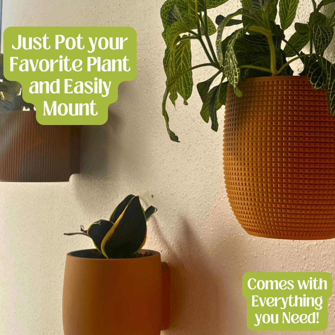 Quilted Design Wall Planter with Hidden Drip Tray
