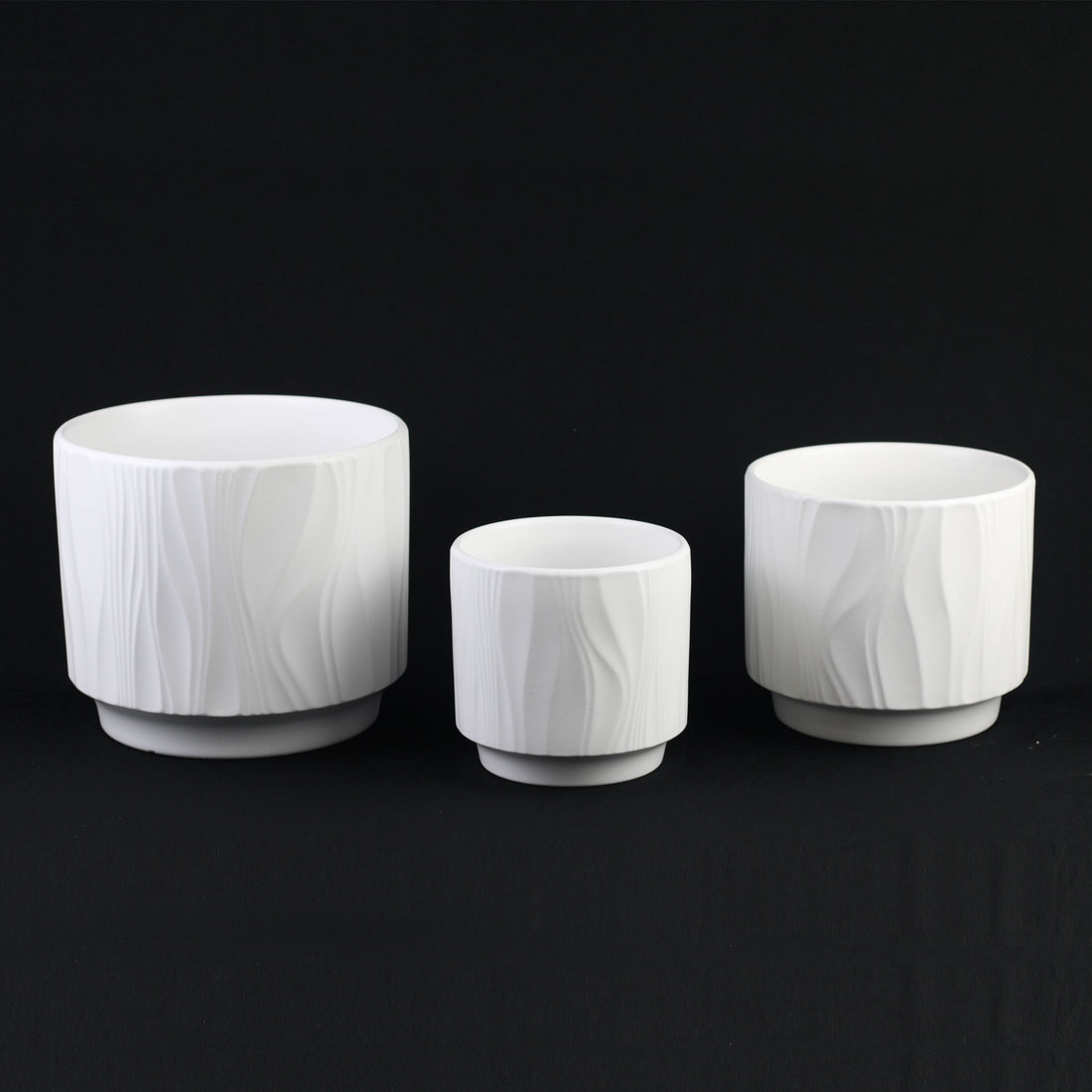 3-Piece White Stoneware Planter Pot Set