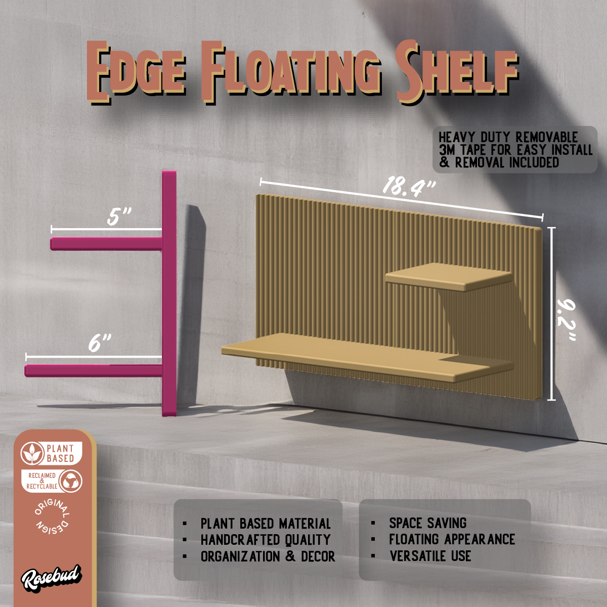 Modern Floating Wall Shelf, Unique Retro Home Decor
