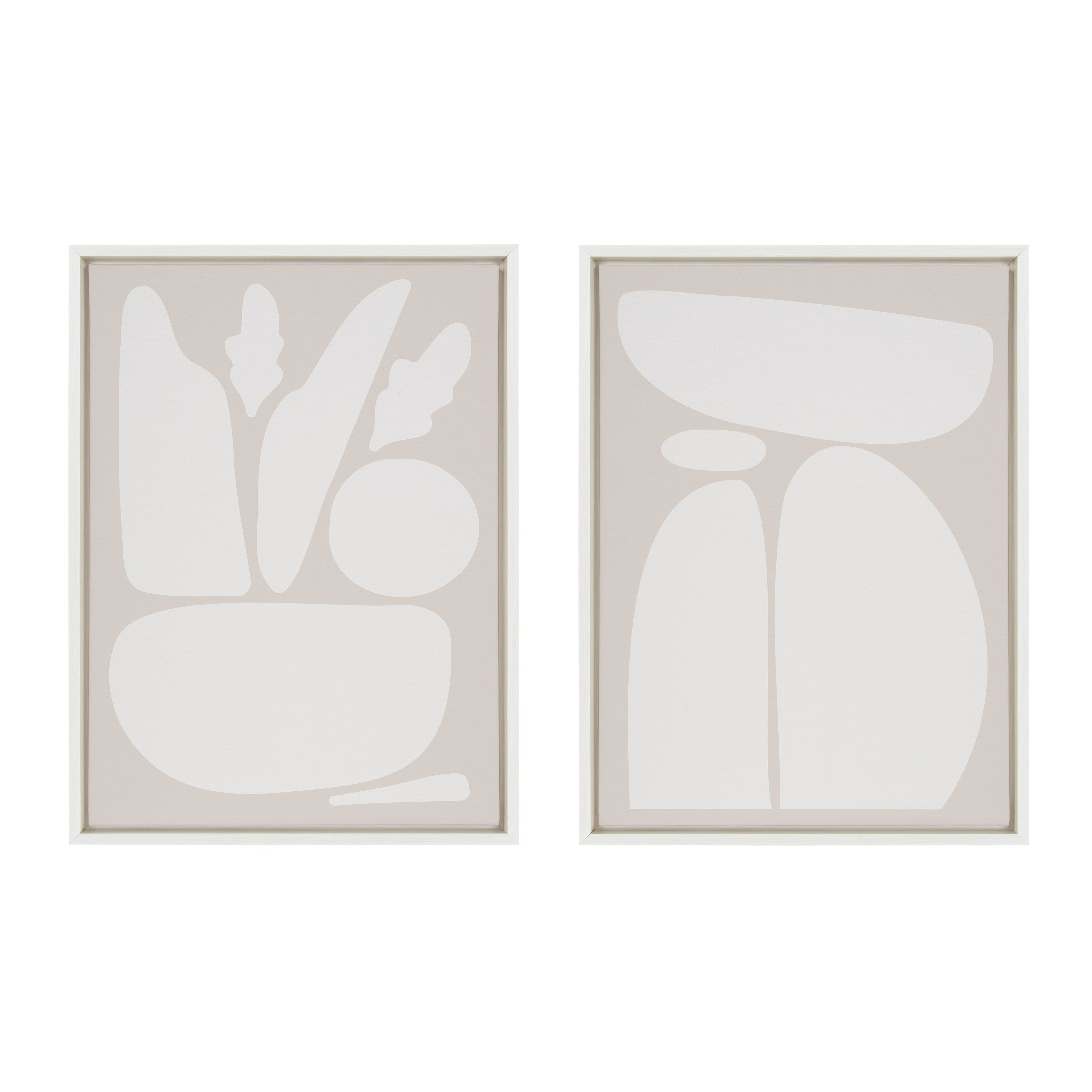 Sylvie Zen Botanical Rock Neutral Framed Canvas Set