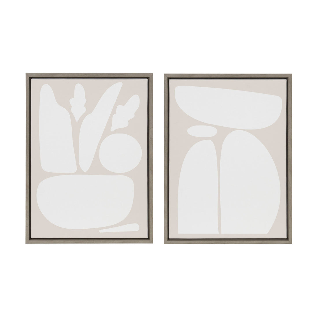 Sylvie Zen Botanical Rock Neutral Framed Canvas Set