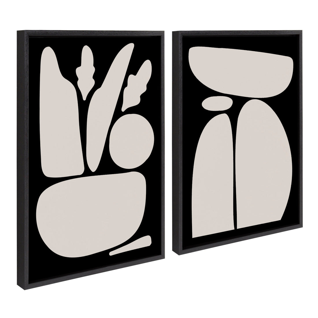 Sylvie Zen Botanical Rock Framed Canvas Set
