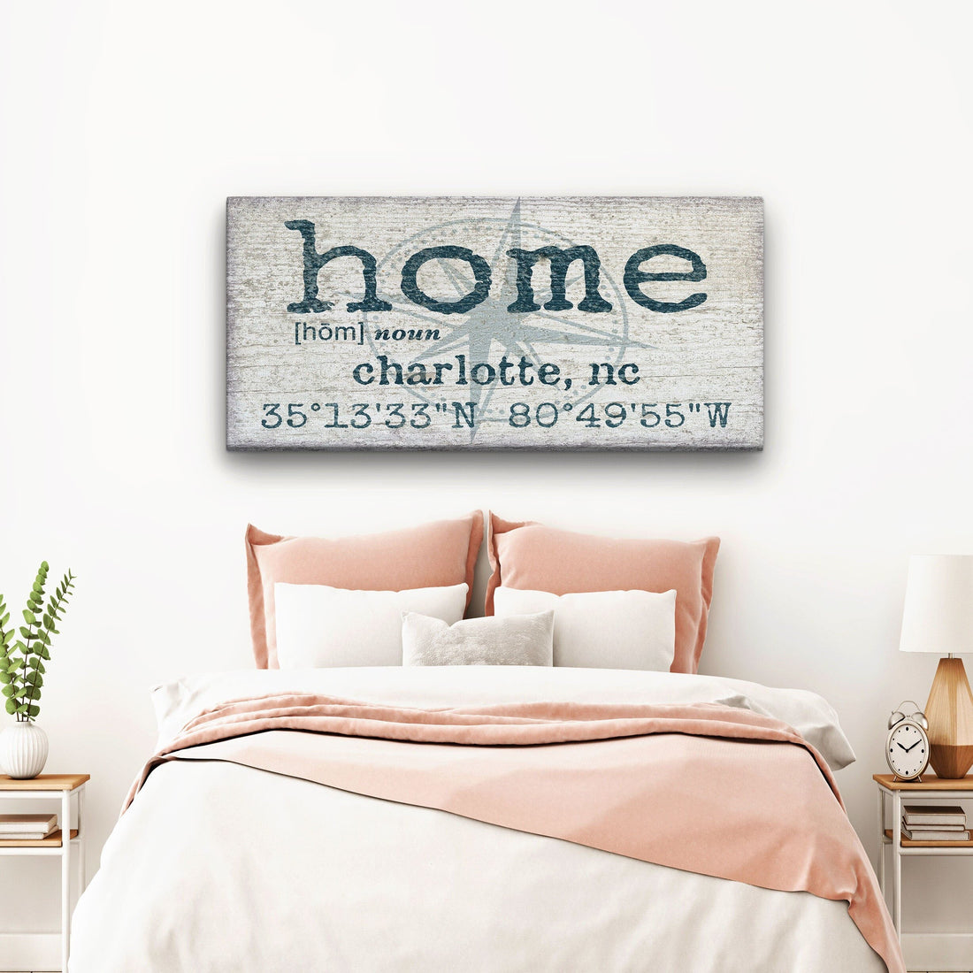 Personalized Home Compass Coordinates Canvas Wall Sign