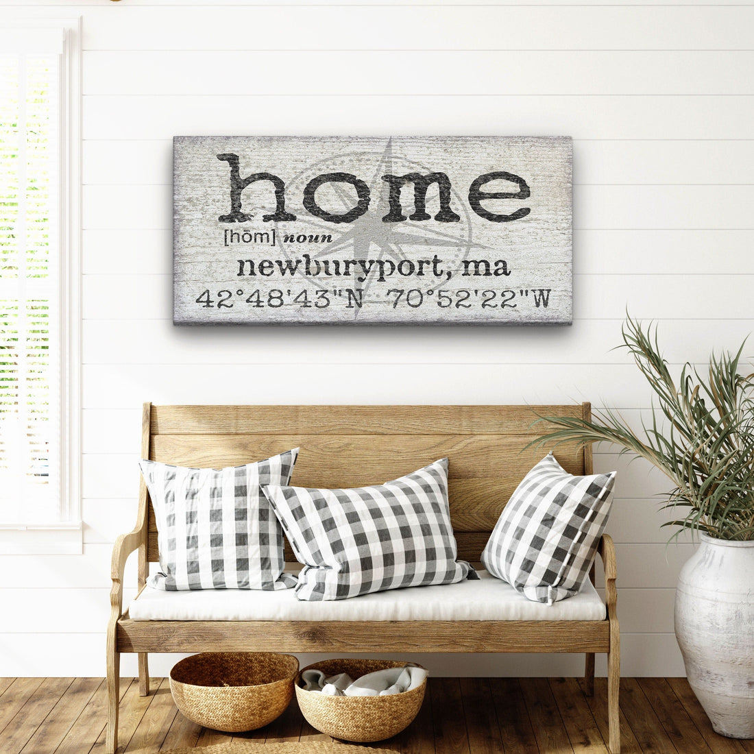 Personalized Home Compass Coordinates Canvas Wall Sign