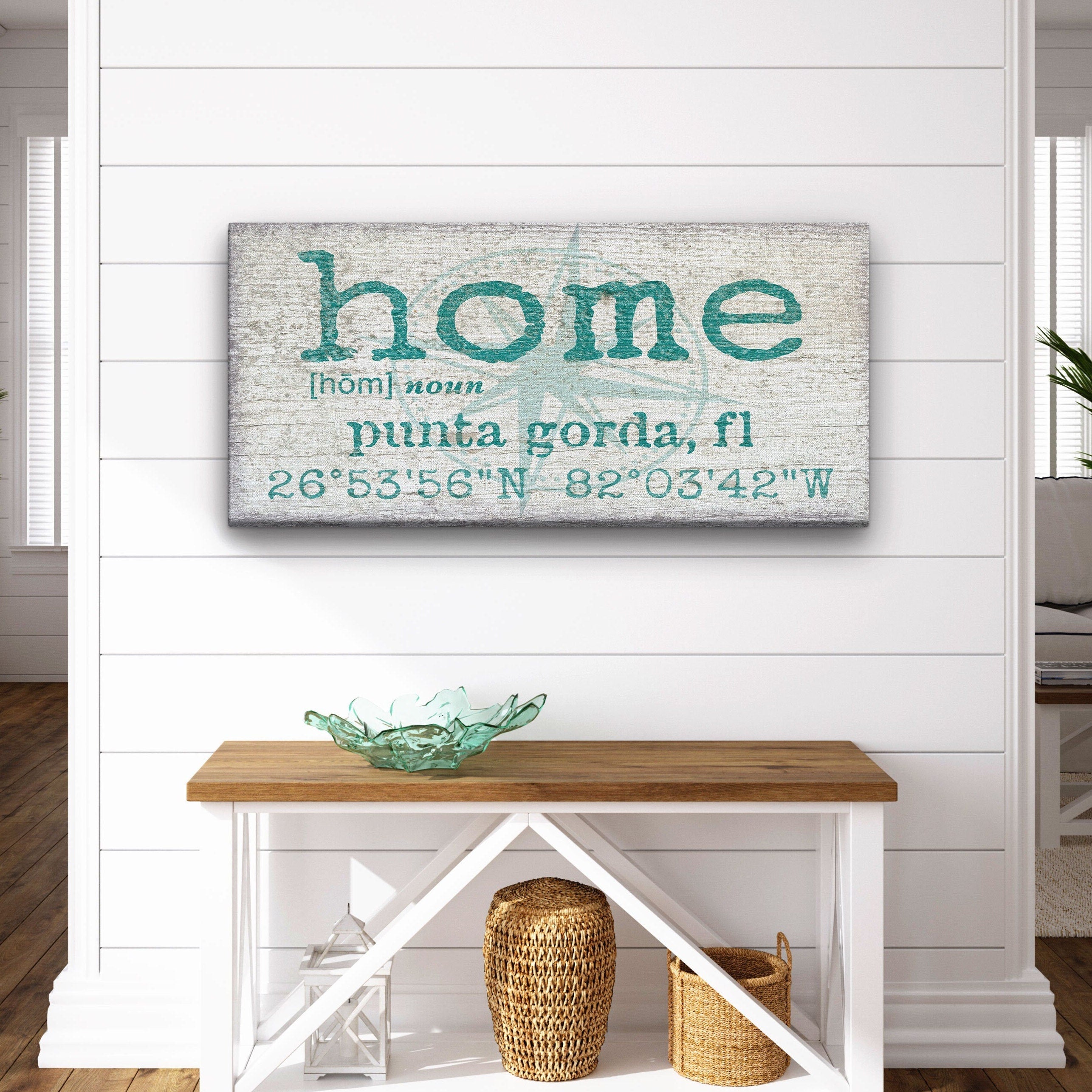 Personalized Home Compass Coordinates Canvas Wall Sign