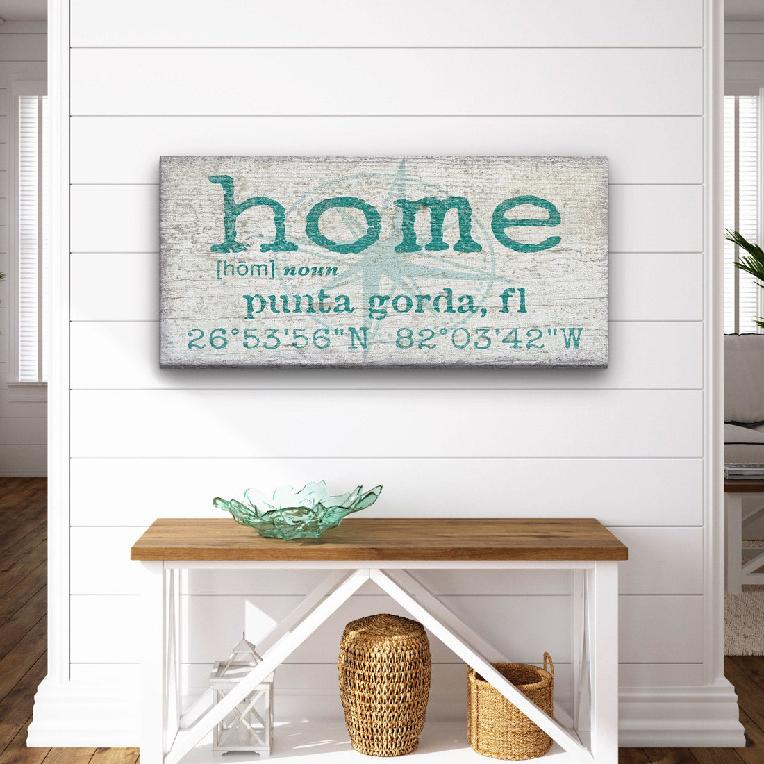 Personalized Home Compass Coordinates Canvas Wall Sign
