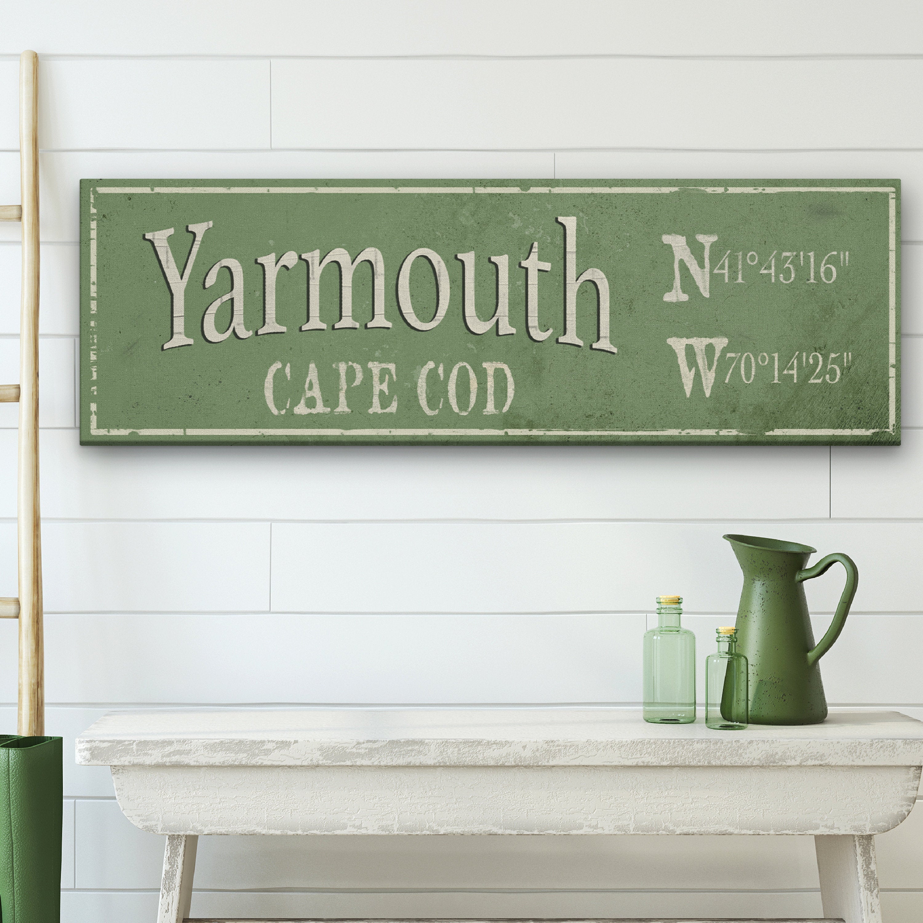 Personalized Rustic City Town Canvas Sign with Latitude Longitude Coordinates