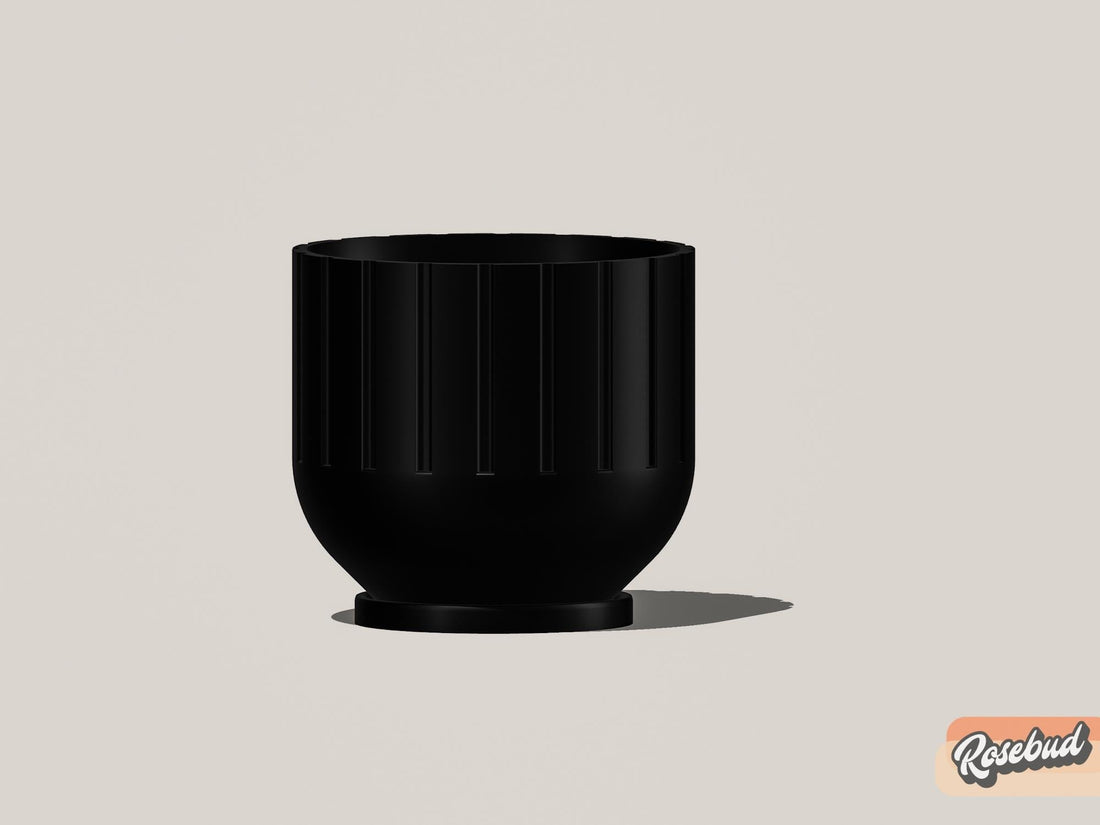 Modern Indoor Planter with Drainage – 3D Printed Fluted Plant Pot