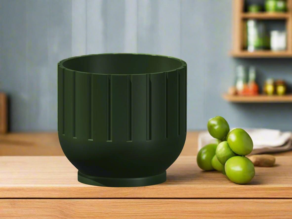 Modern Indoor Planter with Drainage – 3D Printed Fluted Plant Pot