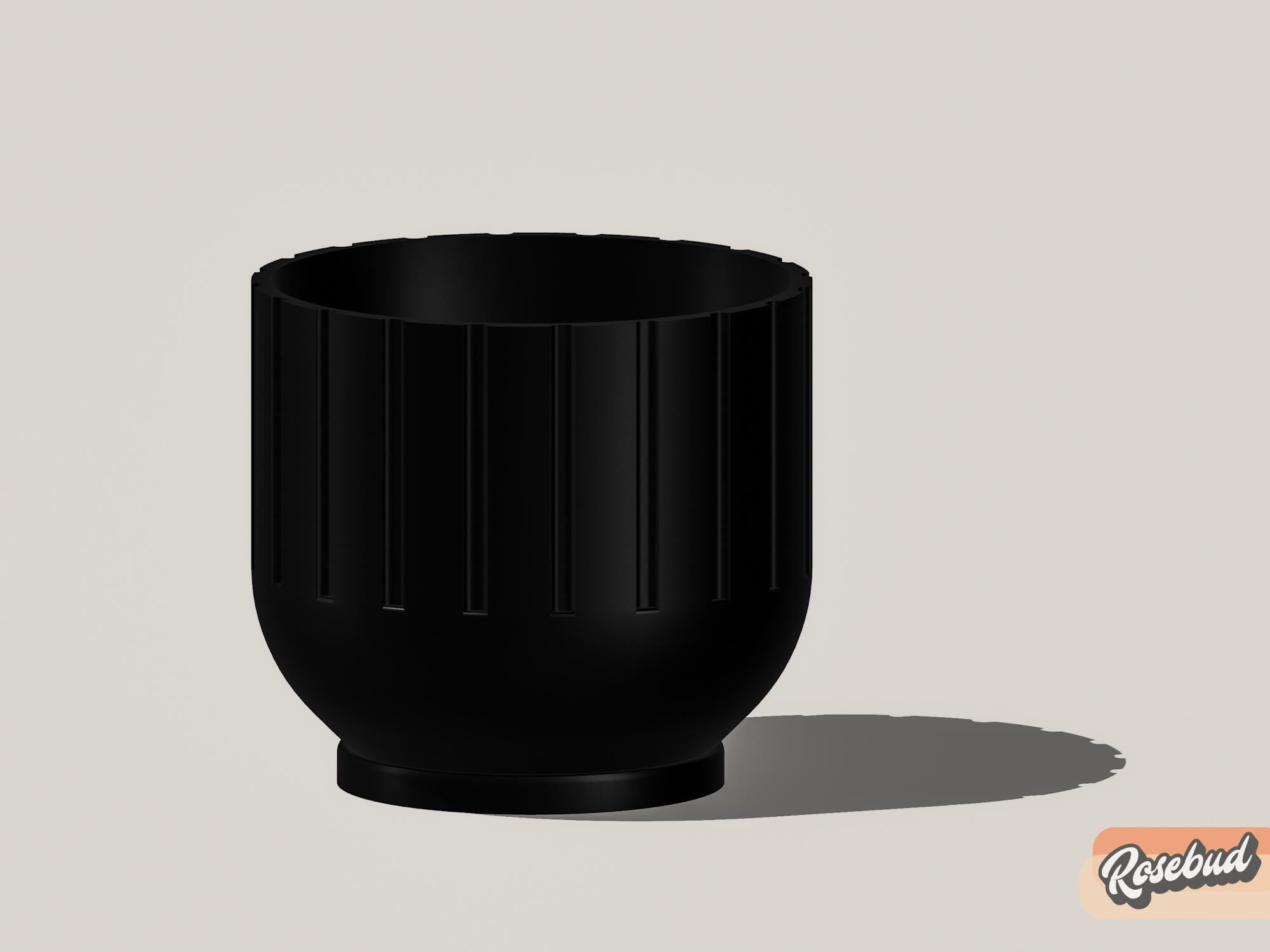 Modern Indoor Planter with Drainage – 3D Printed Fluted Plant Pot