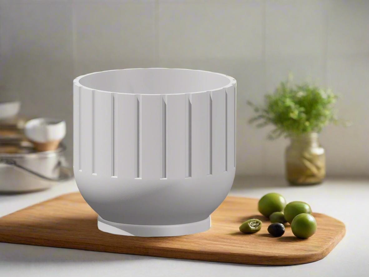 Modern Indoor Planter with Drainage – 3D Printed Fluted Plant Pot