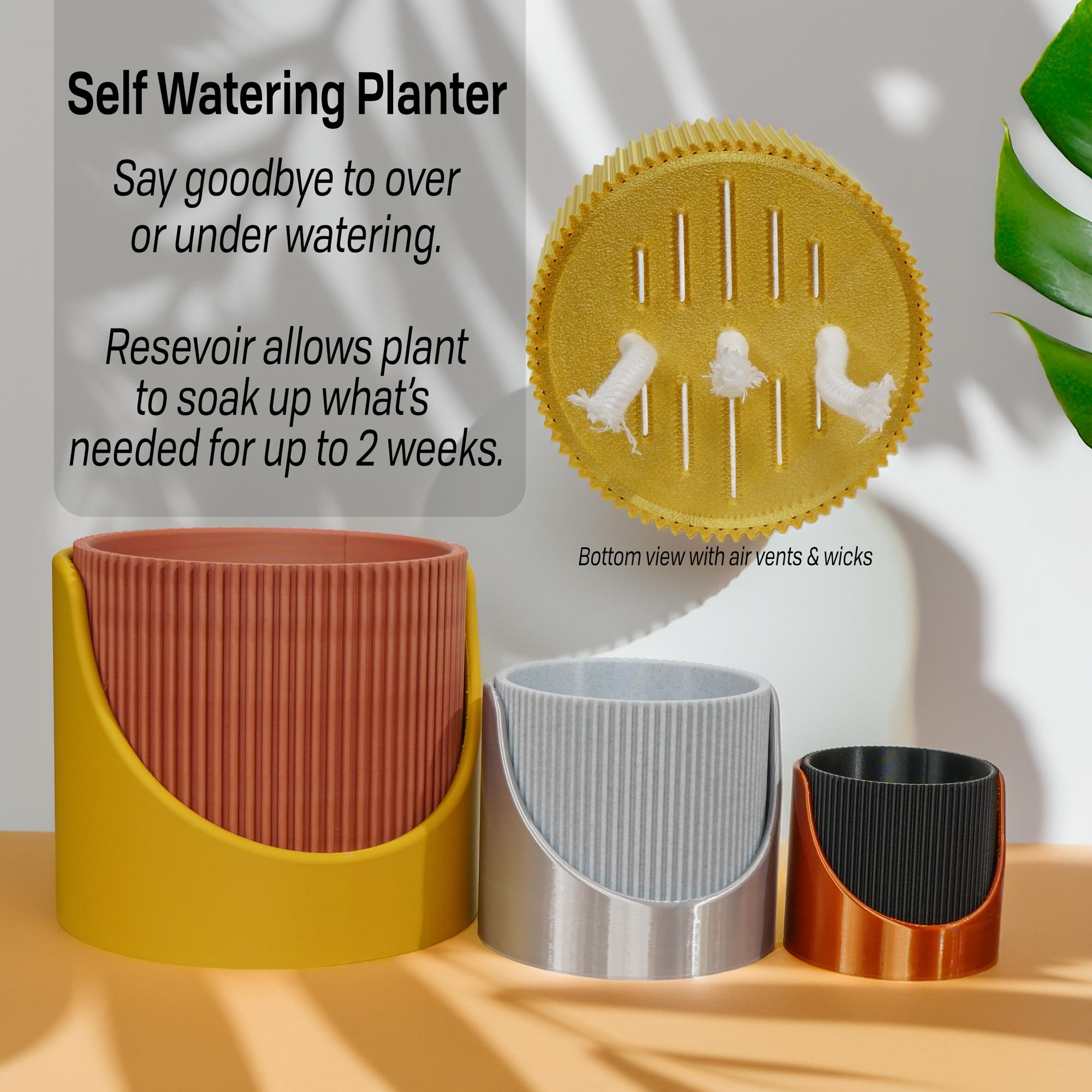 4 Inch Self Watering Planter, Large Indoor Outdoor Plant Pot with Drainage