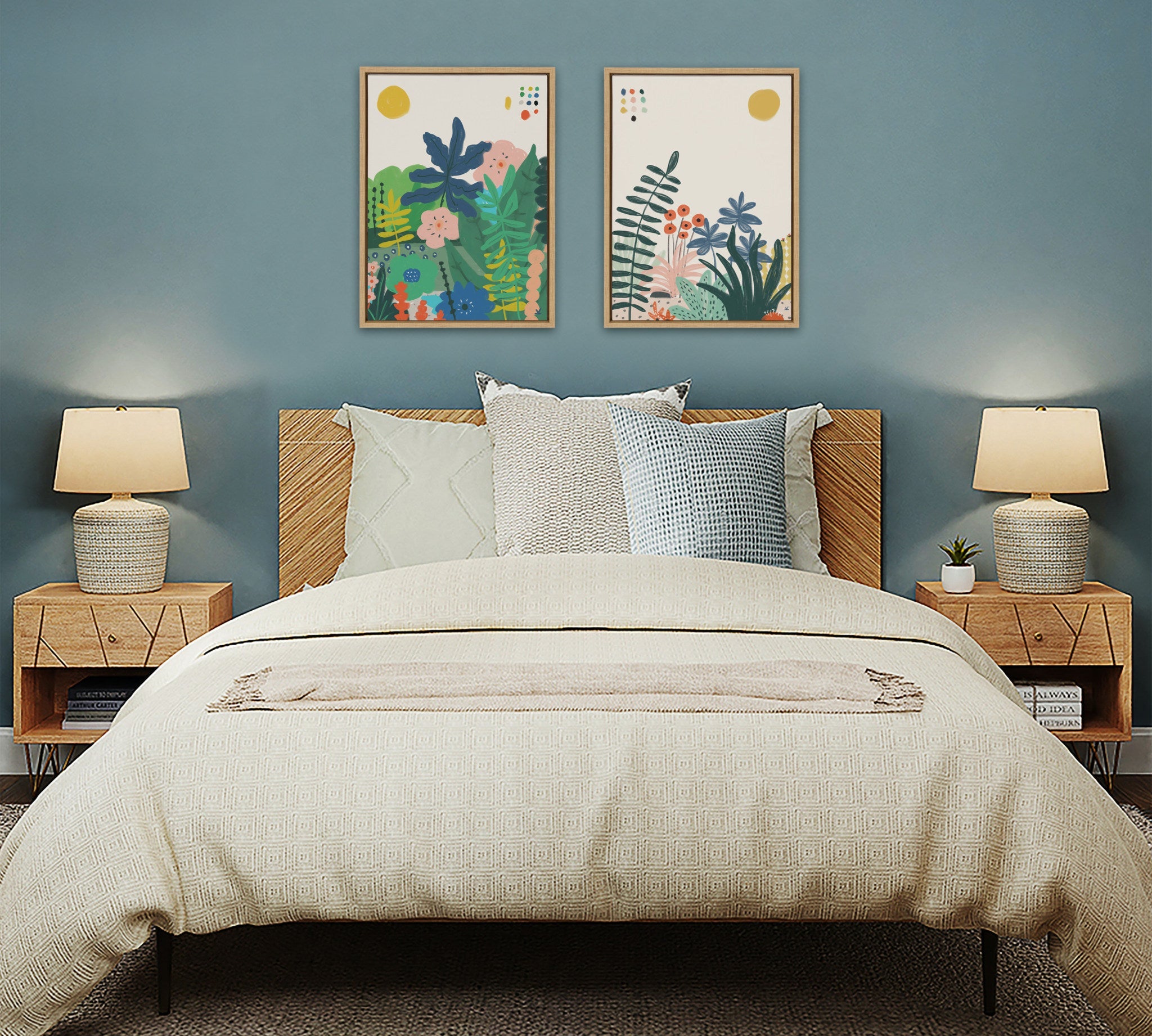 Sylvie Zen Garden 1 and 2 Framed Canvas Art Set