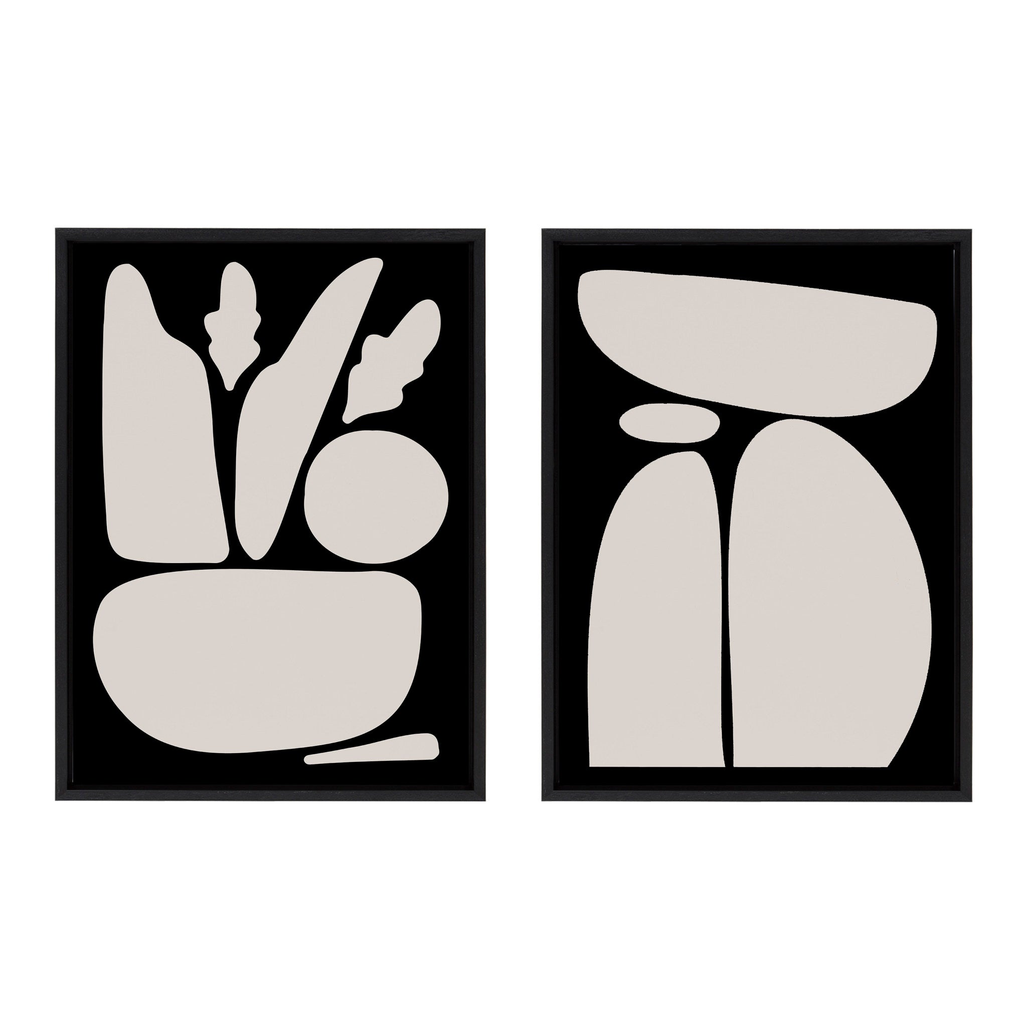 Sylvie Zen Botanical Rock Framed Canvas Set