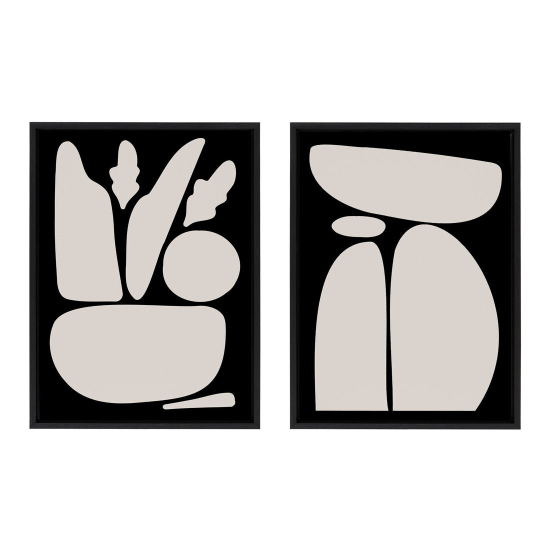 Sylvie Zen Botanical Rock Framed Canvas Set