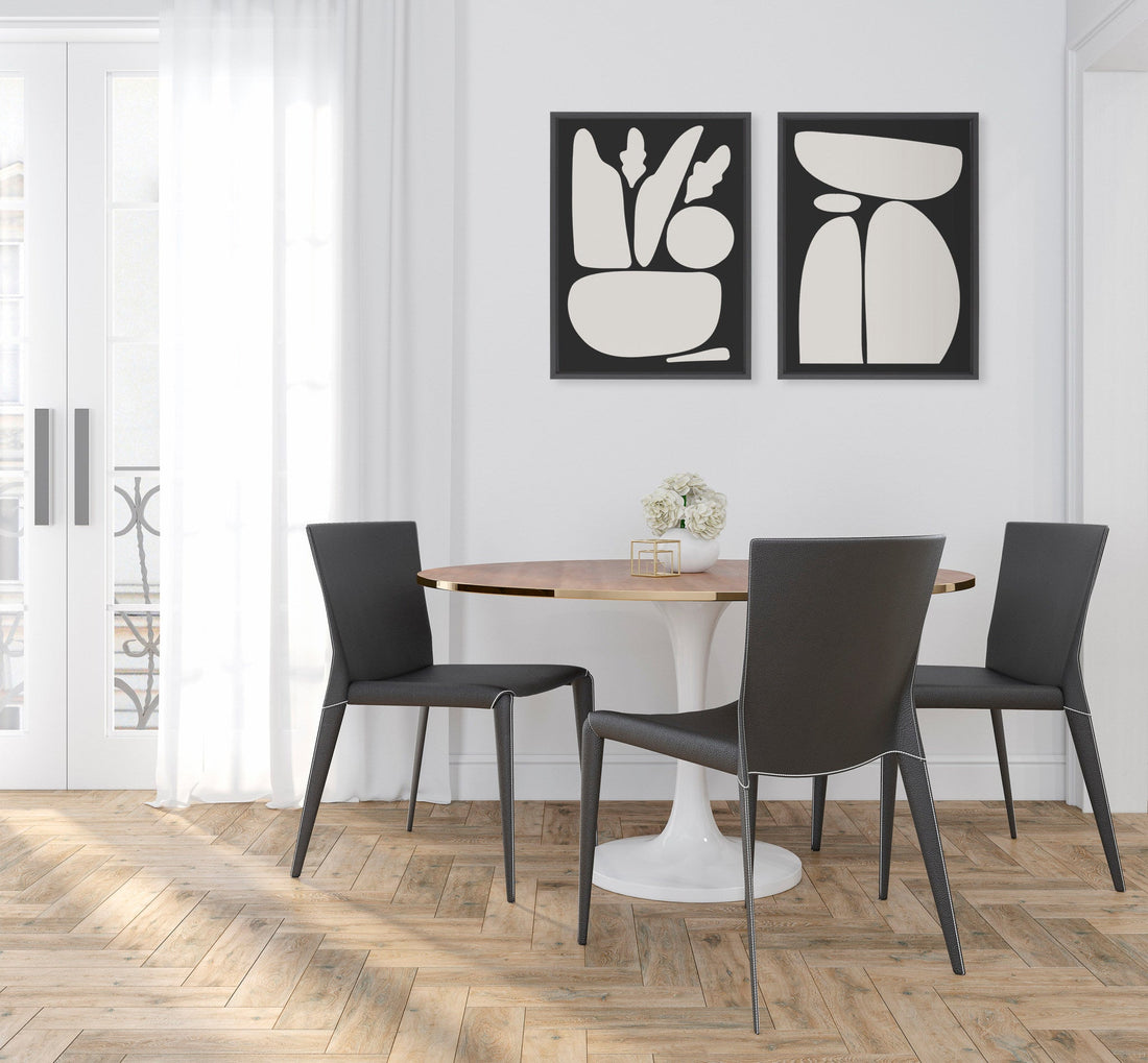Sylvie Zen Botanical Rock Framed Canvas Set